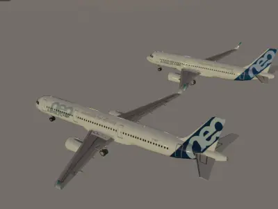 Airbus a320neo and airbus a321neo combo lowpoly Low-poly 3D model
