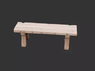 Medieval Wooden Bench Low-poly 3D model