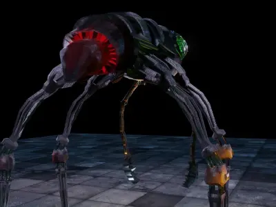 Harvester explorer insect Robot Sci-fi  Low-poly 3D model