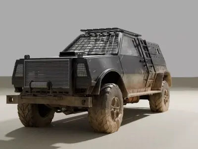 Classic car version DAKAR Rally modeling in blender Free low-poly 3D model