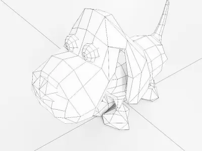  Dog low poly toon 3d model  Low-poly 3D model