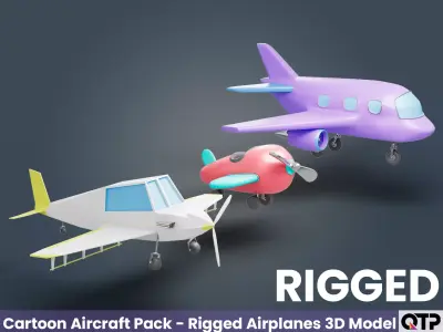 Cartoon Aircraft Pack - Rigged Airplanes 3D Model Low-poly 3D model