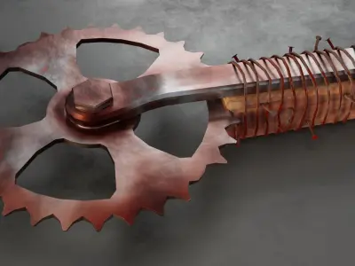 Apocalyptic handmade weapons Low-poly 3D model