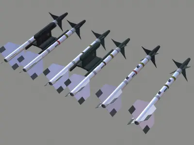 AIM-9M heatseeker - US Fighter A2A missile low poly Low-poly 3D model