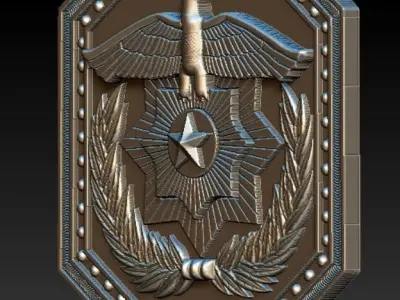 madalion military badge with eagle and laurel 3D print model
