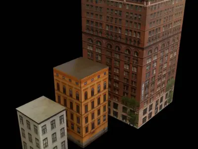 Buildings and Roads Free low-poly 3D model