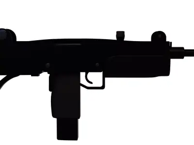 Uzi Sub-Machine Gun With Attachments Low-poly 3D model