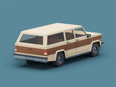 Stylized Cartoon SUV Suburban Car Low-poly 3D model
