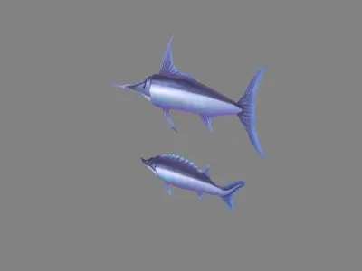 Cartoon fish - Xiphias gladius -marlin Low-poly 3D model