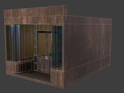 store room with wooden doors and glass windows Low-poly 3D model