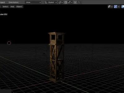 watchtower model wooden tower with ladders 3D model