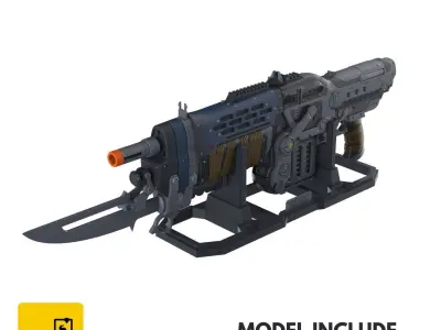 Retro Lancer E-DAY - Gears Of War - STL OBJ CAD - Commercial Use 3D print model