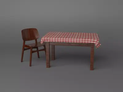 Dining table with chair  Free 3D model