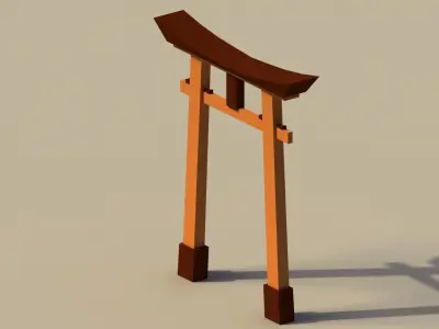 Low Poly Japanese Torii Low-poly 3D model
