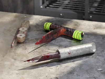 Prison Knifes Collection Low-poly 3D model