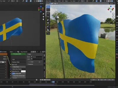 Animated Sweden Flags 3D model