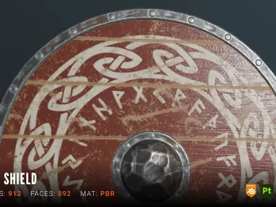 Viking Shield - Game Ready PBR Asset Low-poly 3D model get