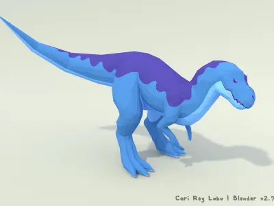 Low-poly T-rex Curious Pose Printable 12 colors Low-poly 3D model