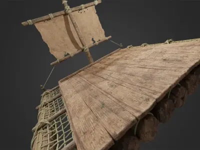Wooden Raft 3D model