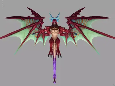 dragon red Low-poly 3D model