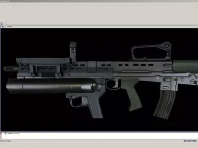 SA80-Launcher-CarryHandle gun on computer screen Low-poly 3D model