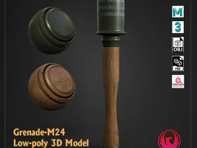 12 Military Weapons Materials Low-poly 3D model