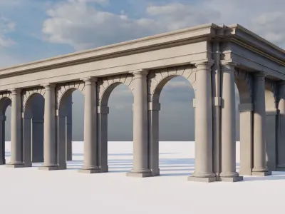 Arch two types Tuscan order with columns on Vignola 3D model