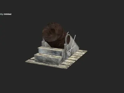 Siege Cannon Low-poly 3D model