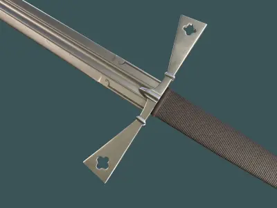 Albion Gallowglass Medieval Sword PBR game ready Low-poly 3D model