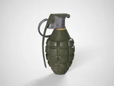 Mk 2 Grenade green painted Low-poly 3D model