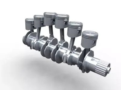 6 cylinder engine 3D model