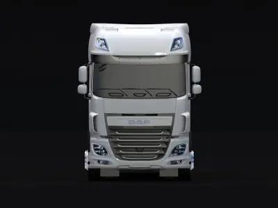 2018 DAF 106 XF EURO 6 4X2 Inloader Trailer Low-poly 3D model