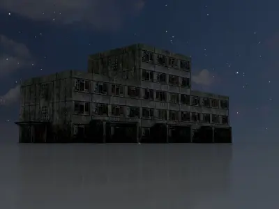 Old military barrack version 1 ruin 10 Low-poly 3D model