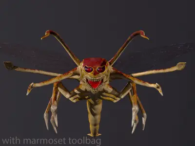 Bug 3 mosquito with eyes Low-poly 3D model