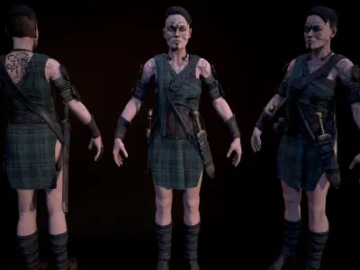 Celtic Warrior Low-poly 3D model