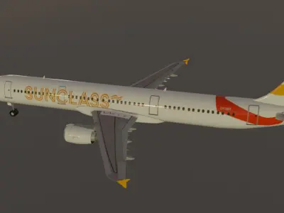 Sunclass airbus a321-211 low poly 3D Model  Low-poly 3D model