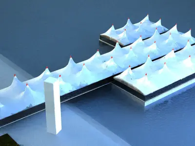 MARQUEE building with tents 3D model