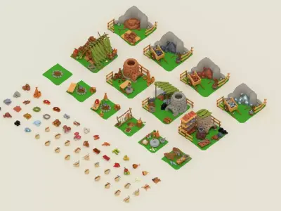 LOWPOLY - Survival Pack Low-poly 3D model