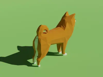 Shiba Inu - low-poly 3D model rigged dog Low-poly 3D model