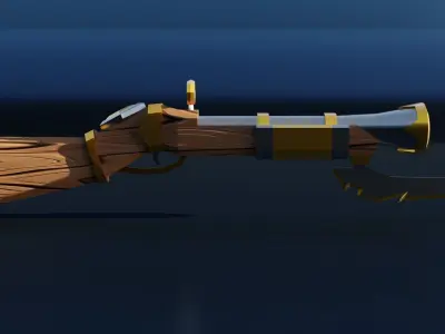 Stylized Dwarf Gun 3D model Low-poly 3D model