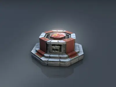 Shrine with fire pit brazier Low-poly 3D model