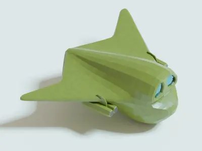 Green bomber airplane Low-poly 3D model