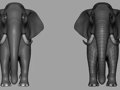 Elephant Topology Uv Map Free low-poly 3D model