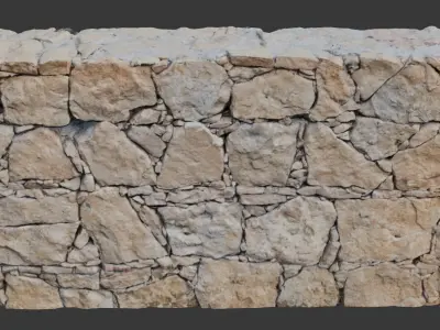 Light Stone Wall Scan Low-poly 3D model