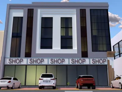 Modern Retail and Office Building A19 DWG  3D SketchUp 3D model