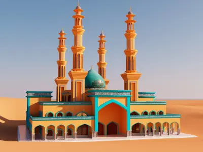 Mosque and Desert terrain version 1 3D model
