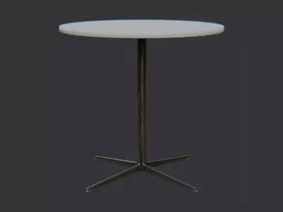 Round Metal Restaurant Table with Pedestal Base Low-poly 3D model