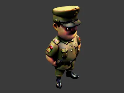 World War II Fat Soldier Low-poly 3D model