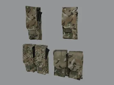 AR-AK Mags pouches pack  Low-poly 3D model