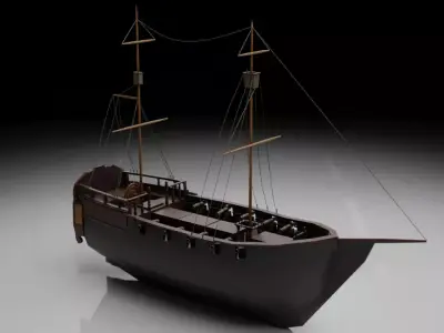 Galleon - Ship Low-poly Model Low-poly 3D model
